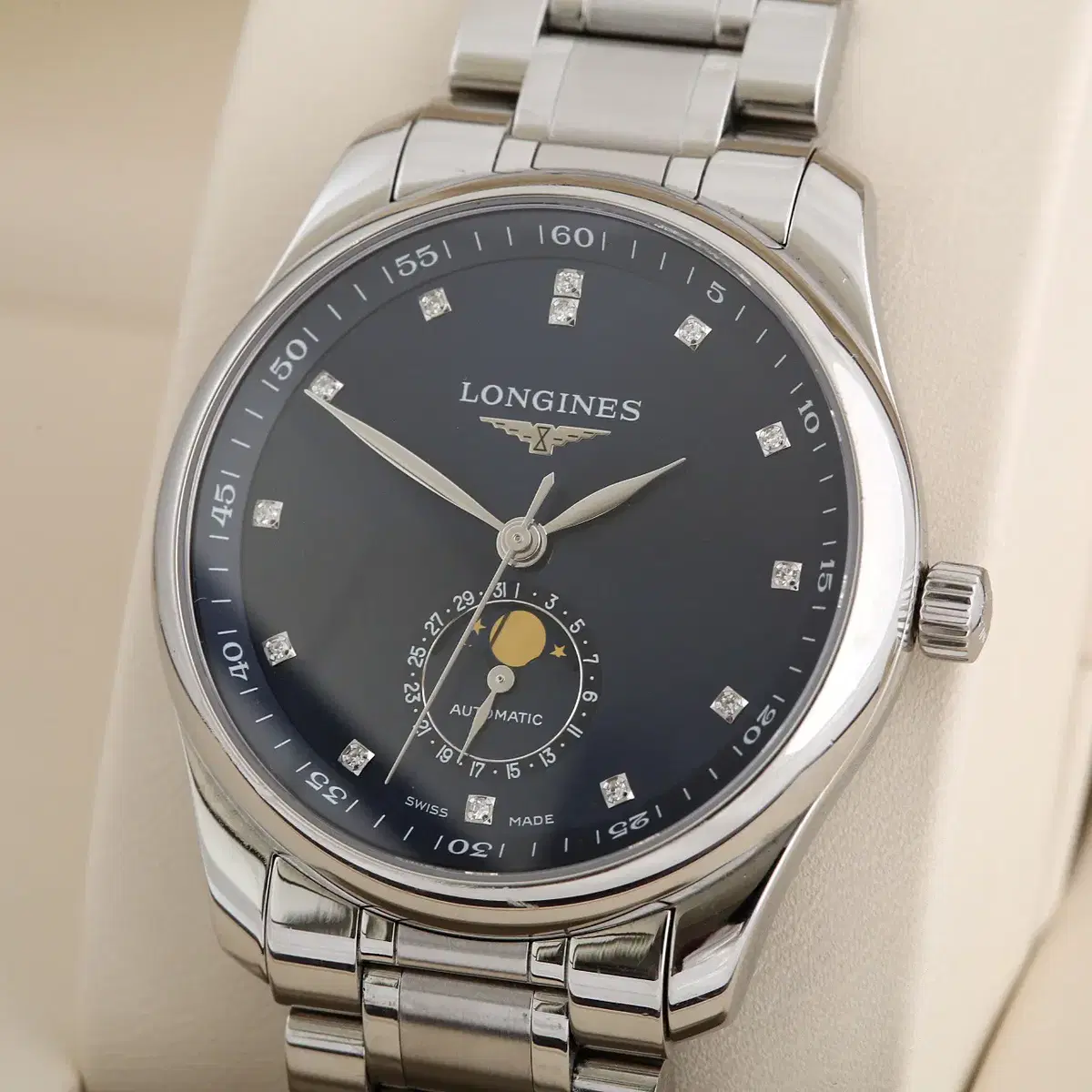 론진 Longines 마스터 콜렉션 문페이즈 다이아몬드 인덱스 오토매틱