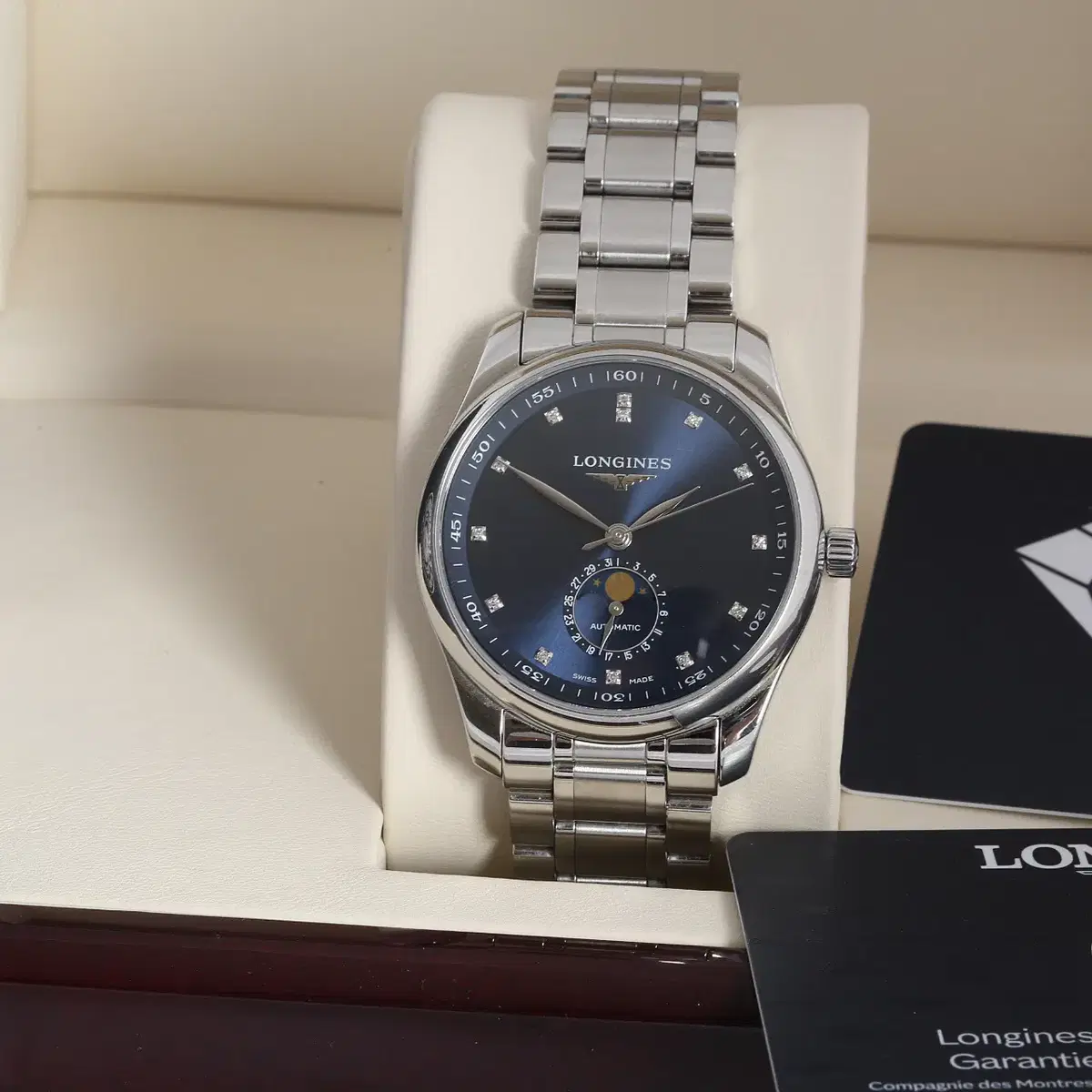 론진 Longines 마스터 콜렉션 문페이즈 다이아몬드 인덱스 오토매틱