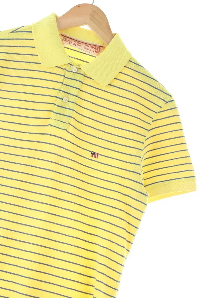 (M) Polo Ralph Lauren Short-sleeved kara T-shirt Yellow Stripe - DDA7