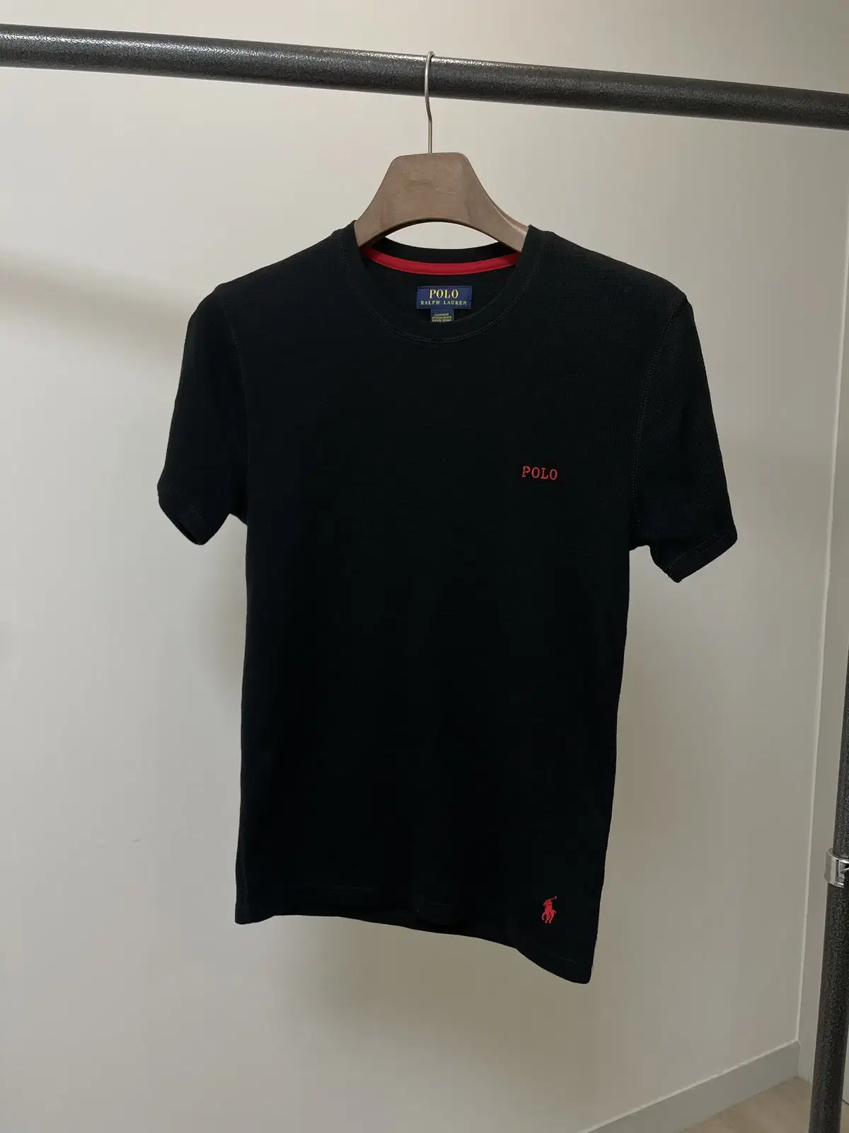 (S) Polo Ralph Lauren Black Waffle Vahn Short Sleeve Tee