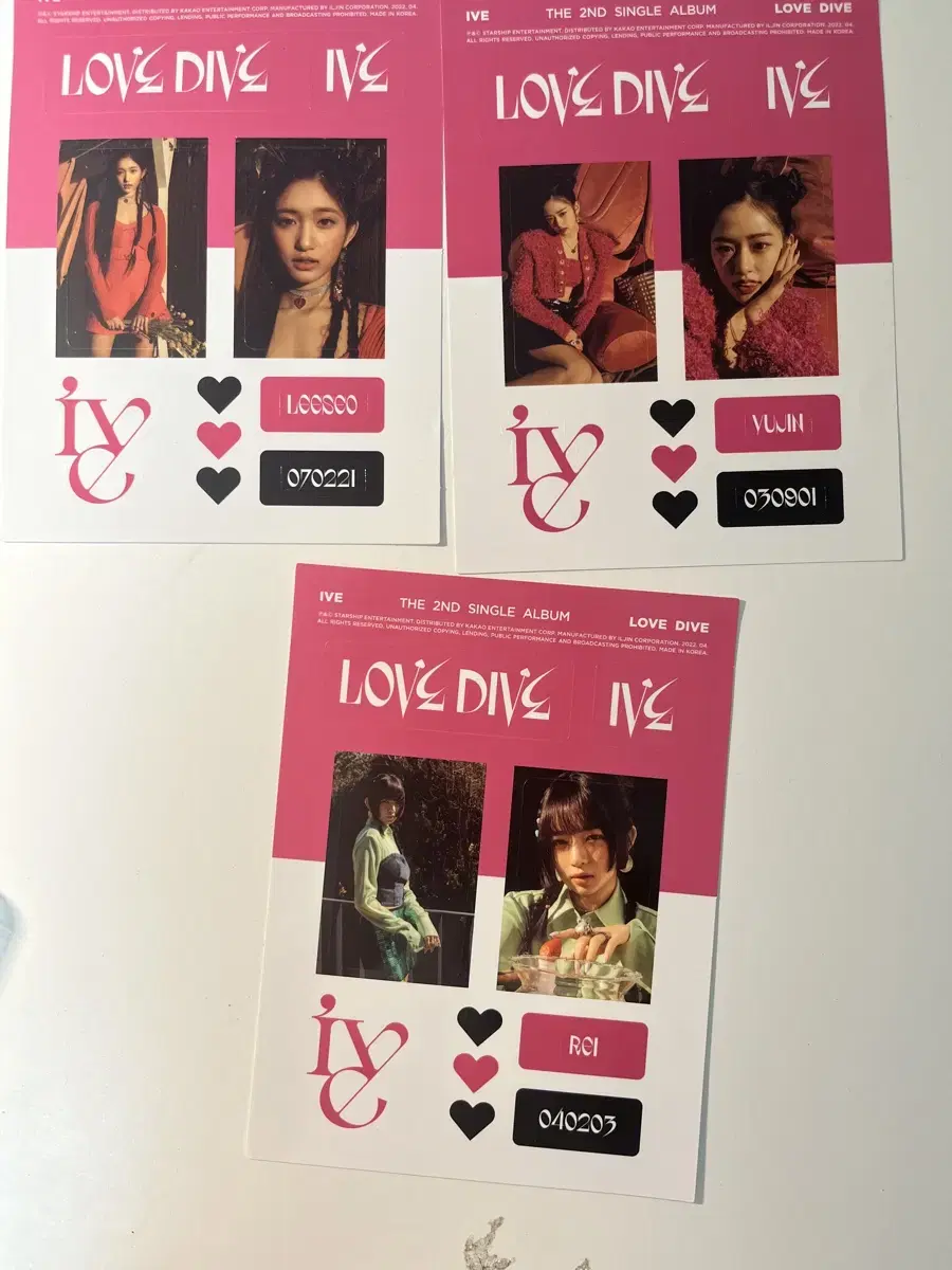 급처)ive lovedive sticker official goods albumcomponents sell leeseo yujin lay