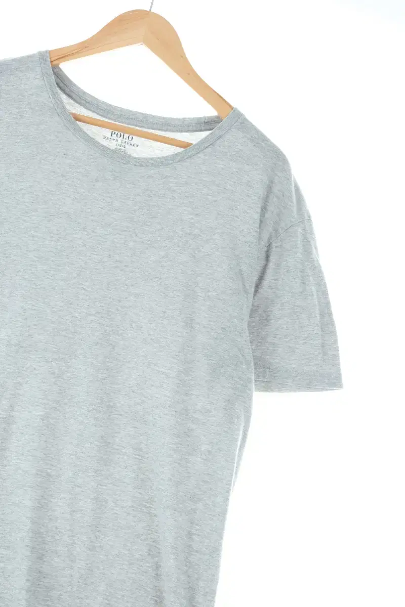 (L) Polo Ralph Lauren Short-sleeved T-shirt gray cotton plain solid - DDC2