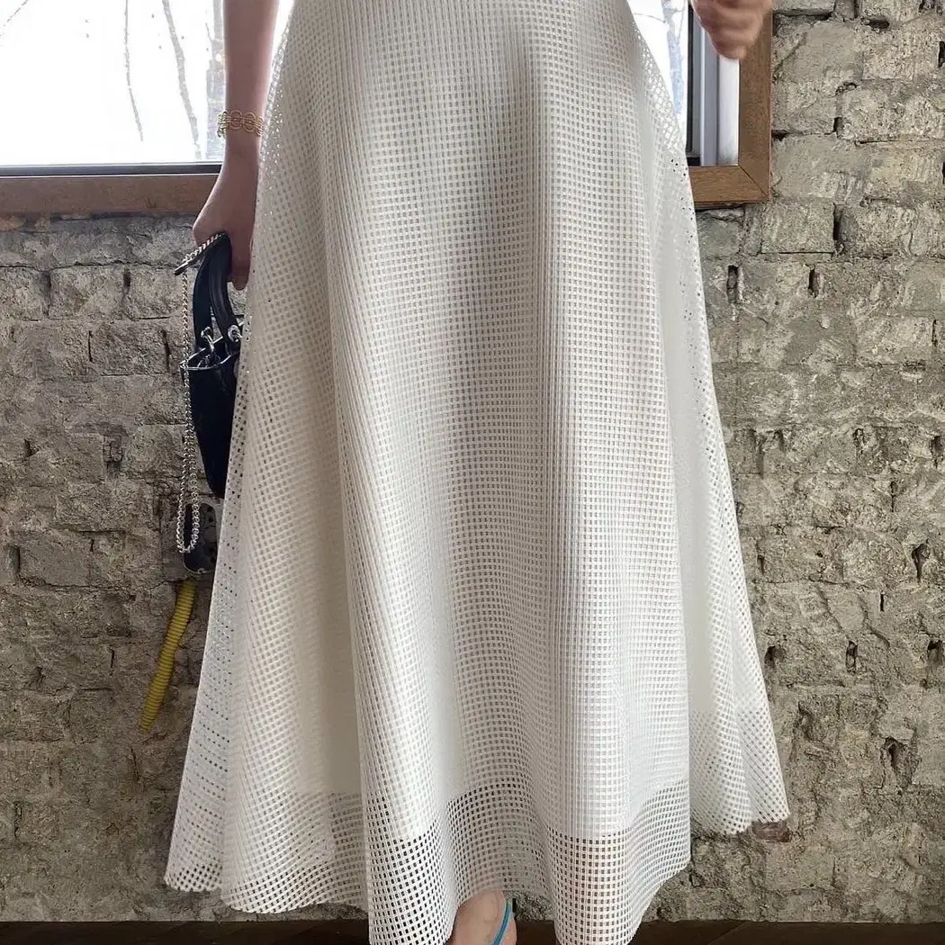 오뮤 aumu Mesh Flared Skirt_White