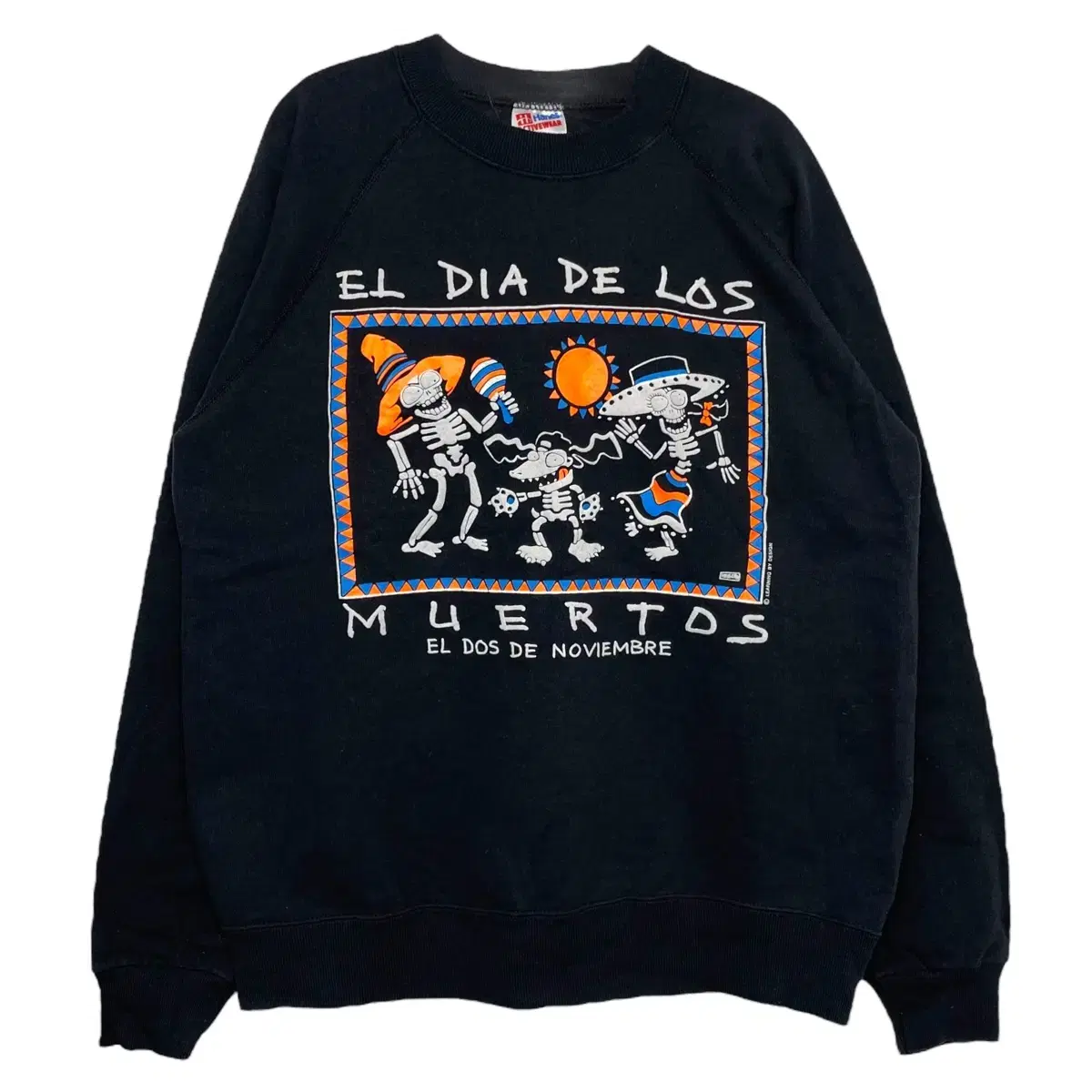 80s Mexican Dia de los Muertos Printed Sweatshirt Tops