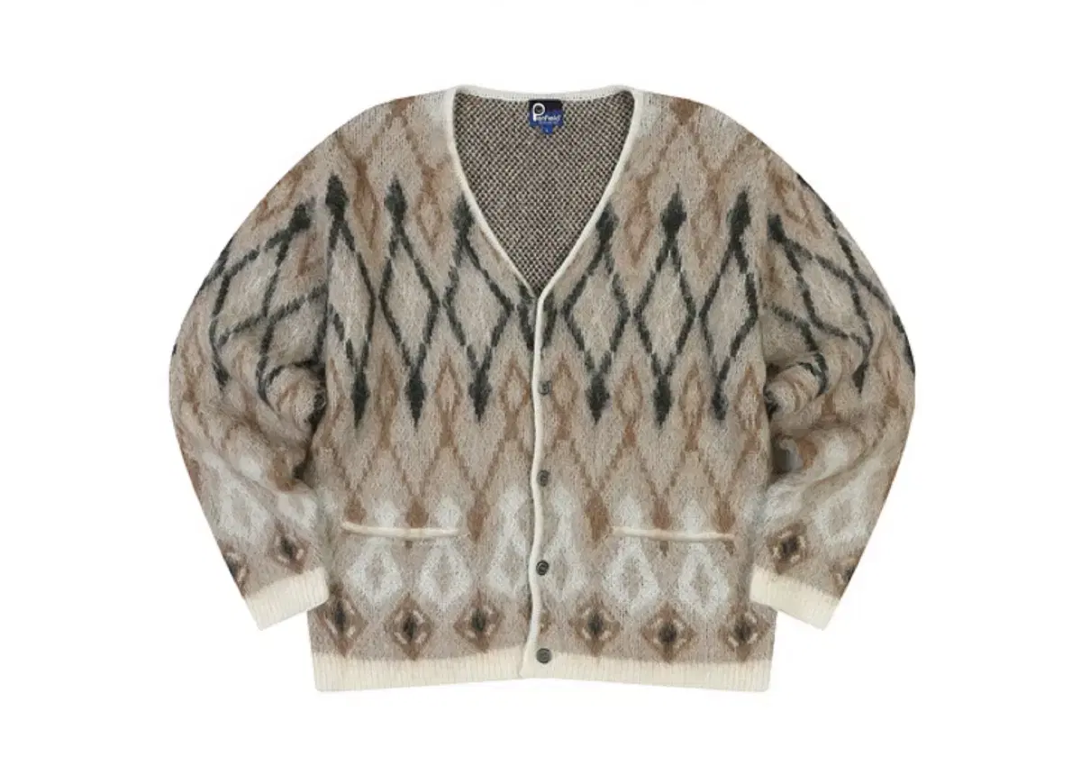 VINTAGE ARGYLE JACQUARD CARDIGAN BEIGE