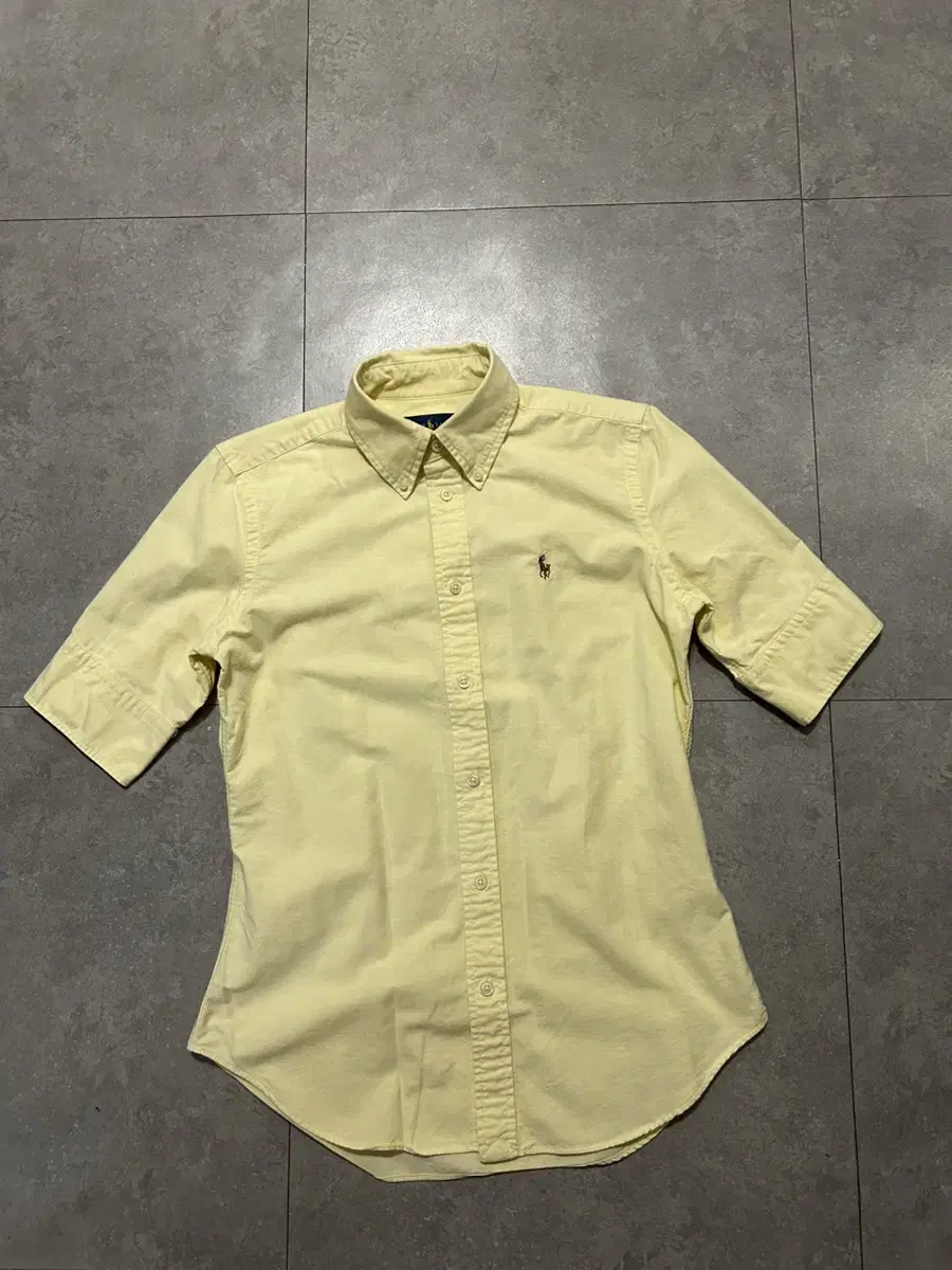 Ralph Lauren Polo Pastel Yellow Oxford Vintage Half-Sleeve Shirt 55 Sizes