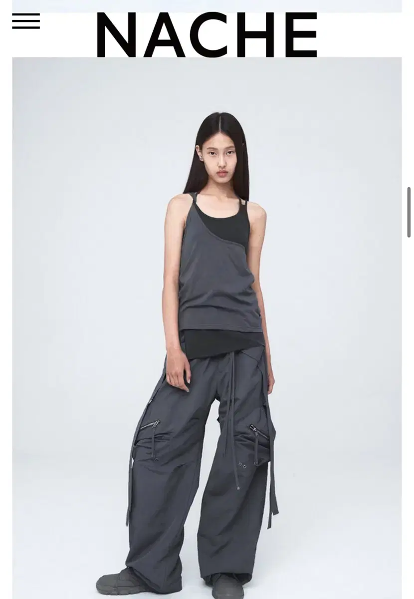 나체 CONVEX TIE CARGO PANTS (UNISEX) CHARC