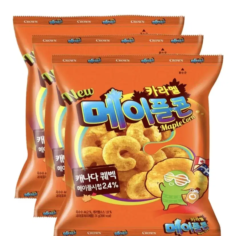 크라운 카라멜 메이플콘 74g 3봉 무료배송 캬라멜콘 카라멜콘