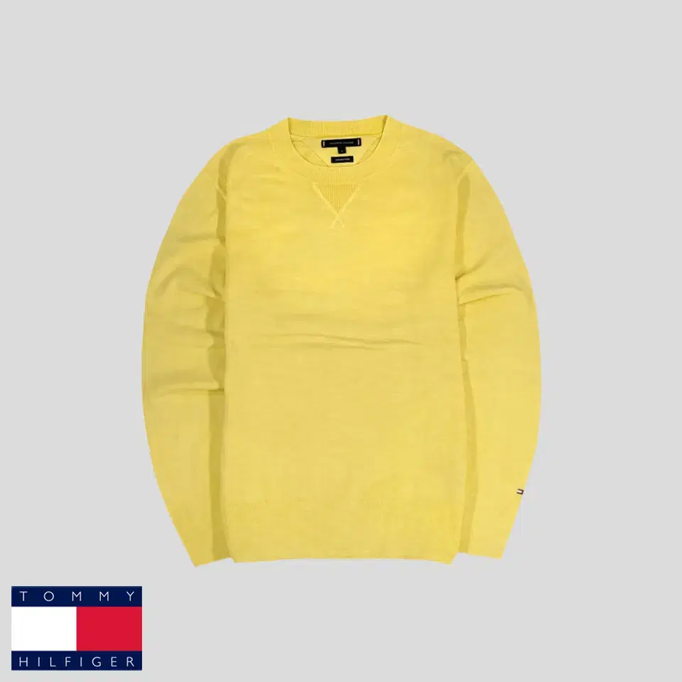 Tommy Hilfiger Lemon Yel Garment Dyed TommyLogo cotton100 round-neck knit