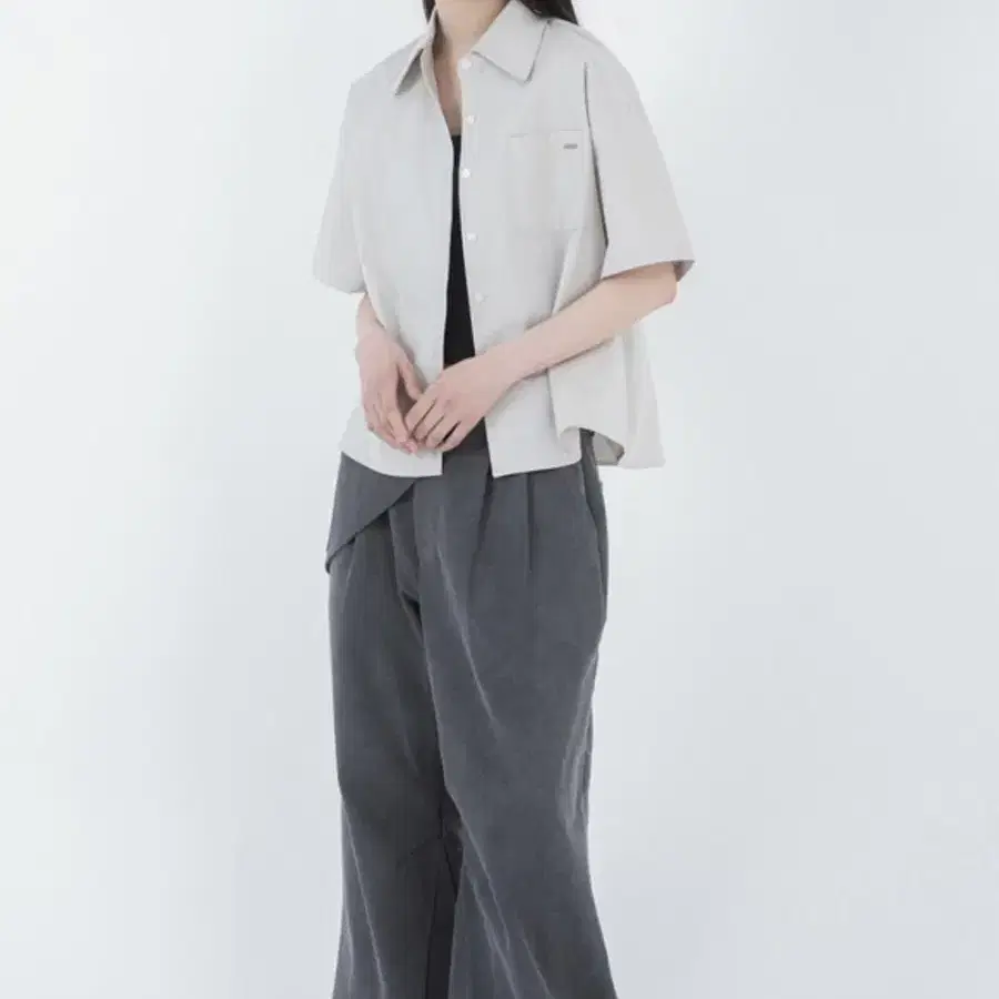 미세키서울 Basic cotton half shirts GREY