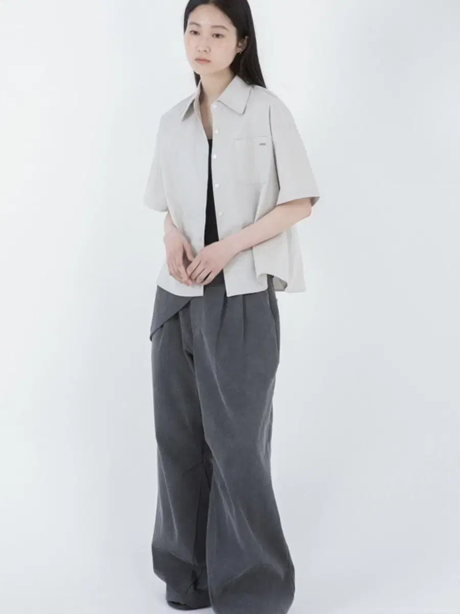 미세키서울 Basic cotton half shirts GREY