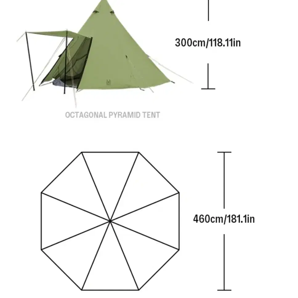 옥타곤 피라미드 텐트, 야외 캠핑용, 휴대 가능, 접이식, 대형, 방수,