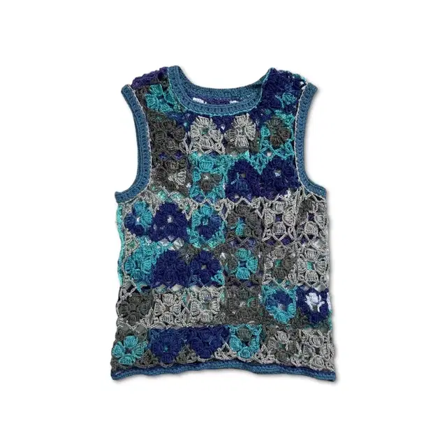 vintage handmade blue floral crochet top