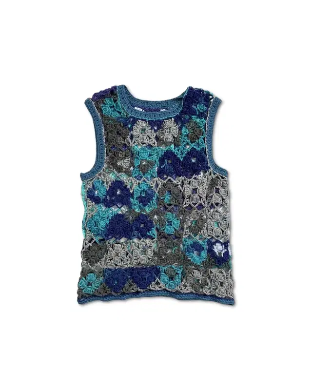 vintage handmade blue floral crochet top