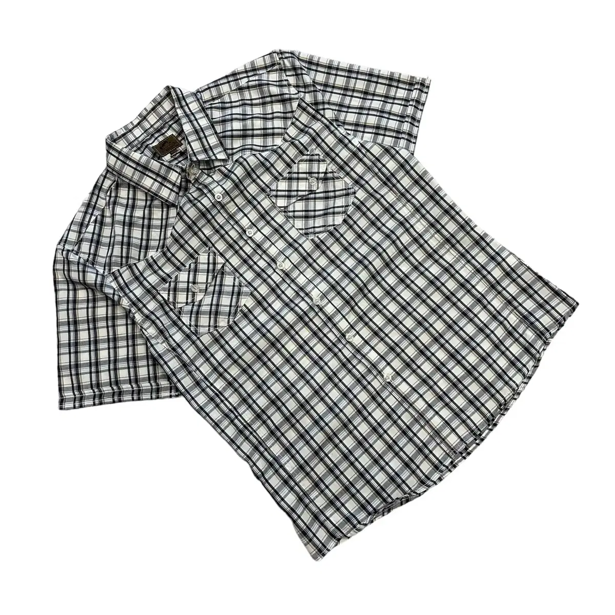 [L] BROCOON Checked western kara neck short sleeve shirt