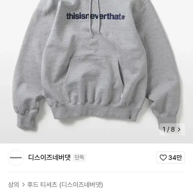 디스이즈네버댓 후드티 그레이 L