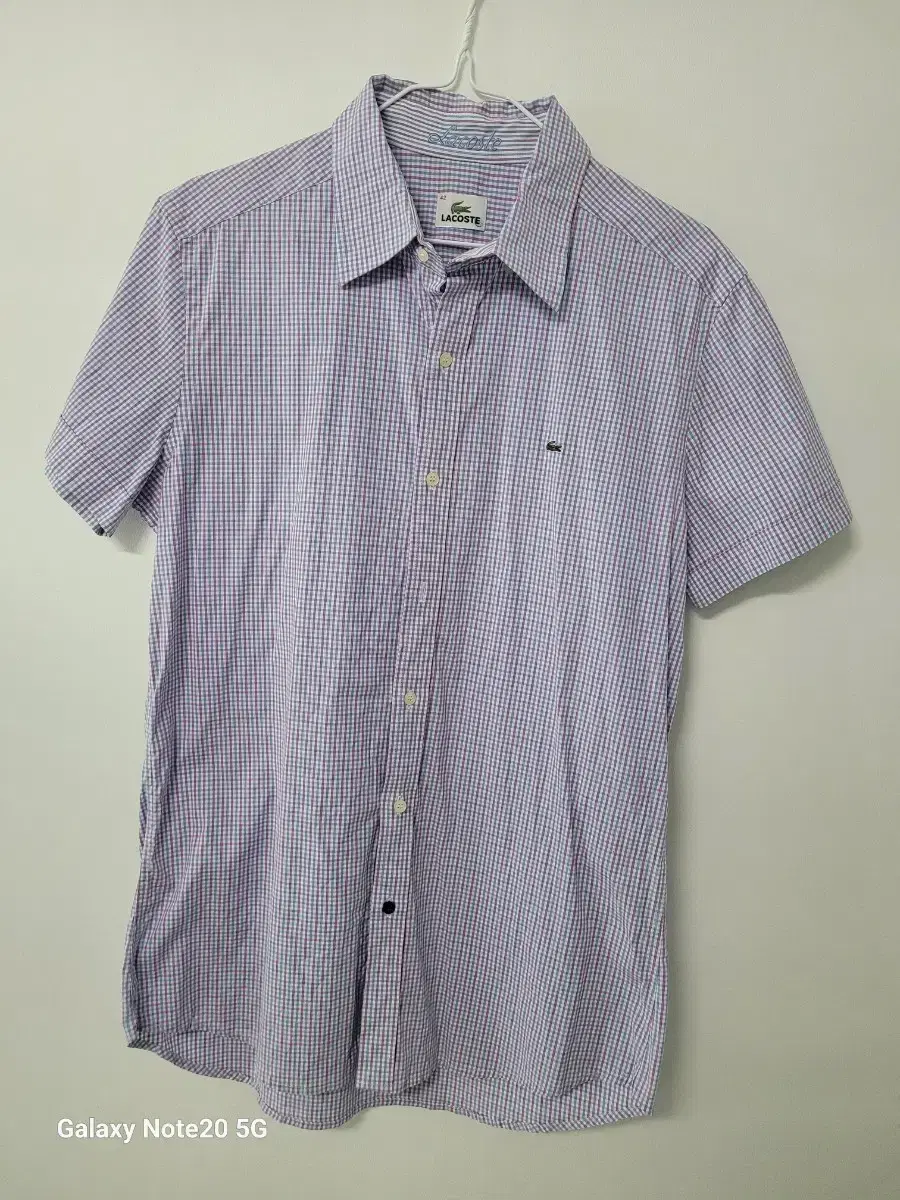 Men's Lacoste Slim Fit Vahn Short-Sleeved Check Shirt (Spandex 95%)