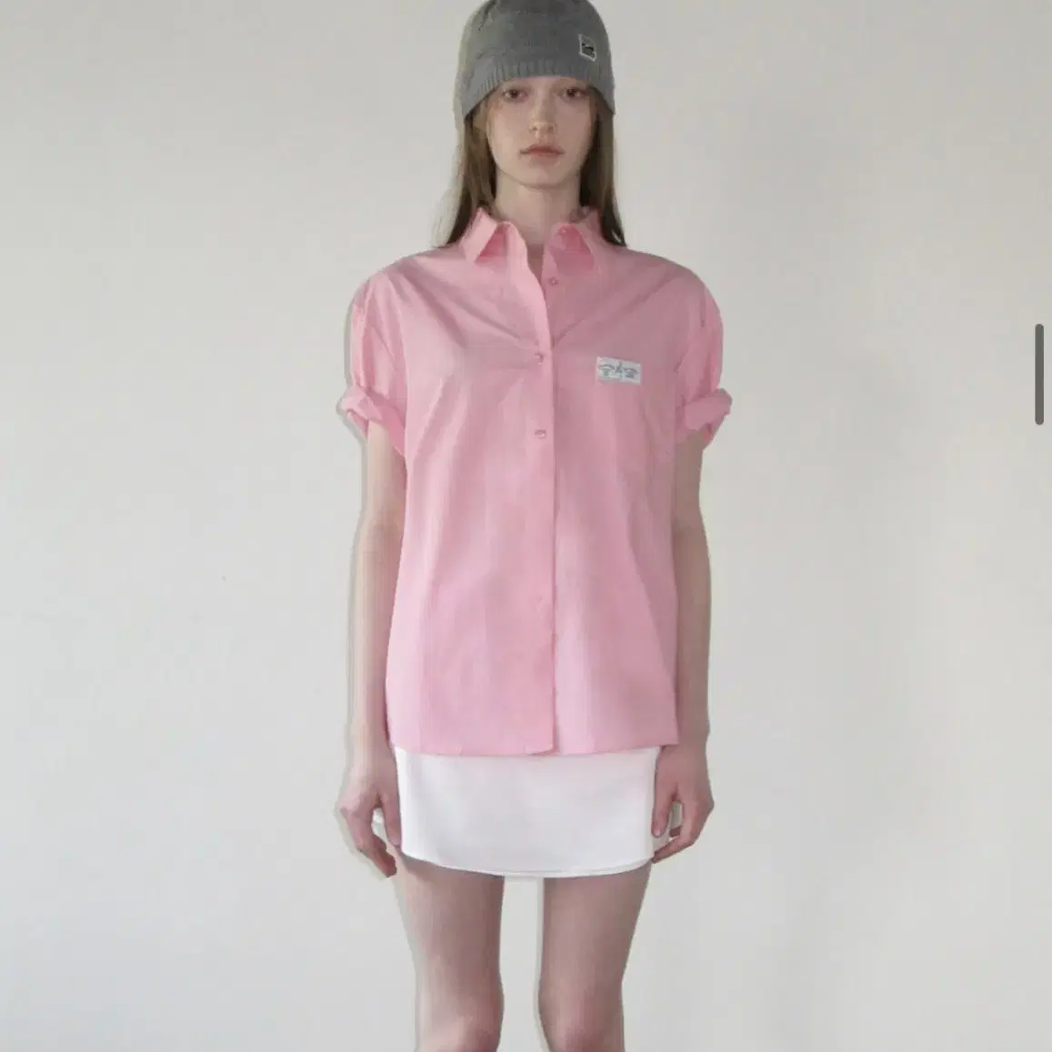 시눈 half sleeve cotton shirt (pink)