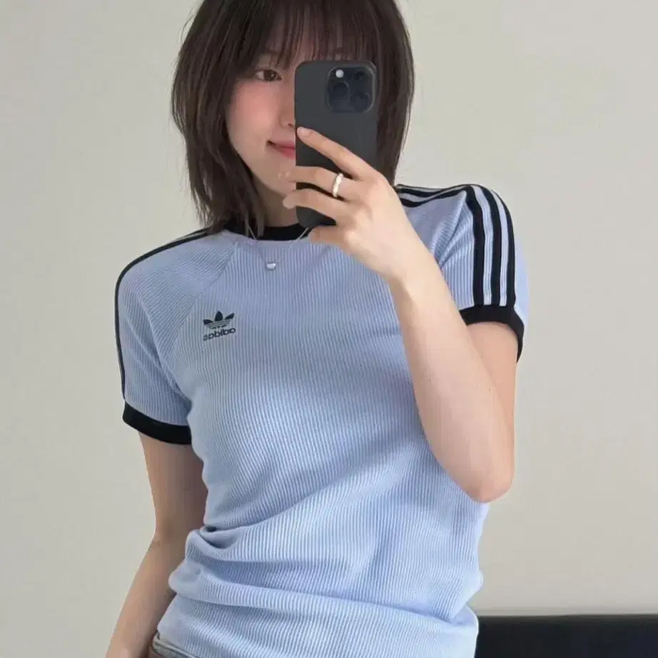 (새상품) 아디다스 3S 슬림 티 블루 3-STRIPES SLIM TEE