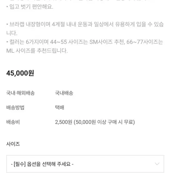 새상품 잇존 브라패드 내장 탑