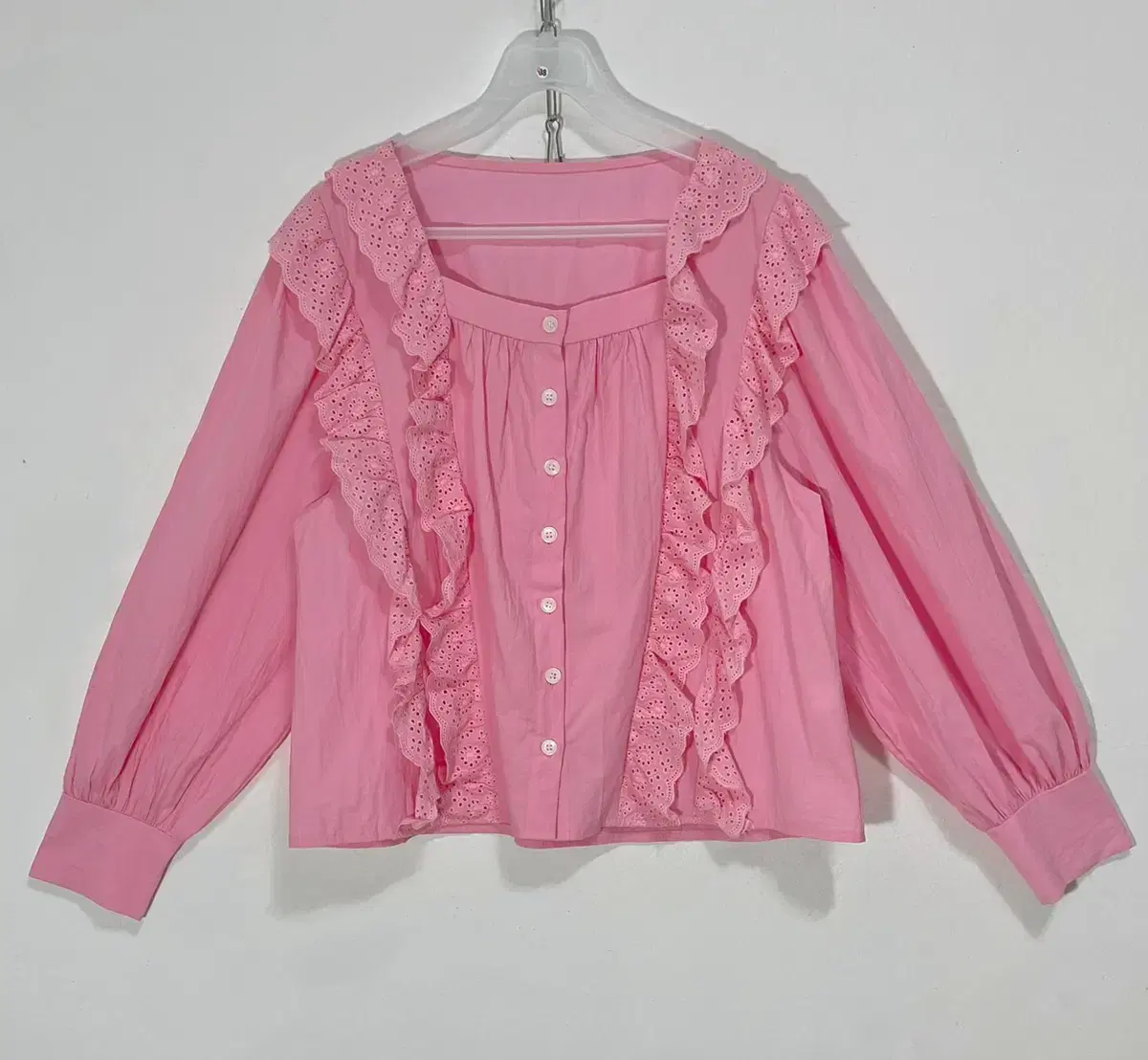 Square neck punched shirred blouse G38