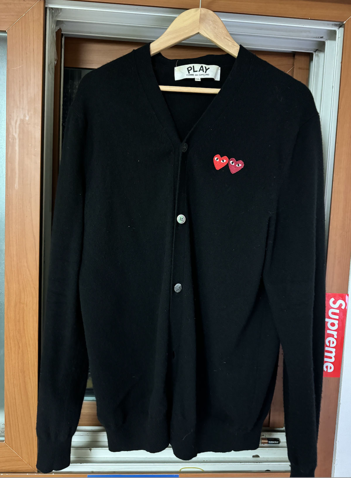 [XXL] Comme des Garçons Play Double Heart Cardigan Black