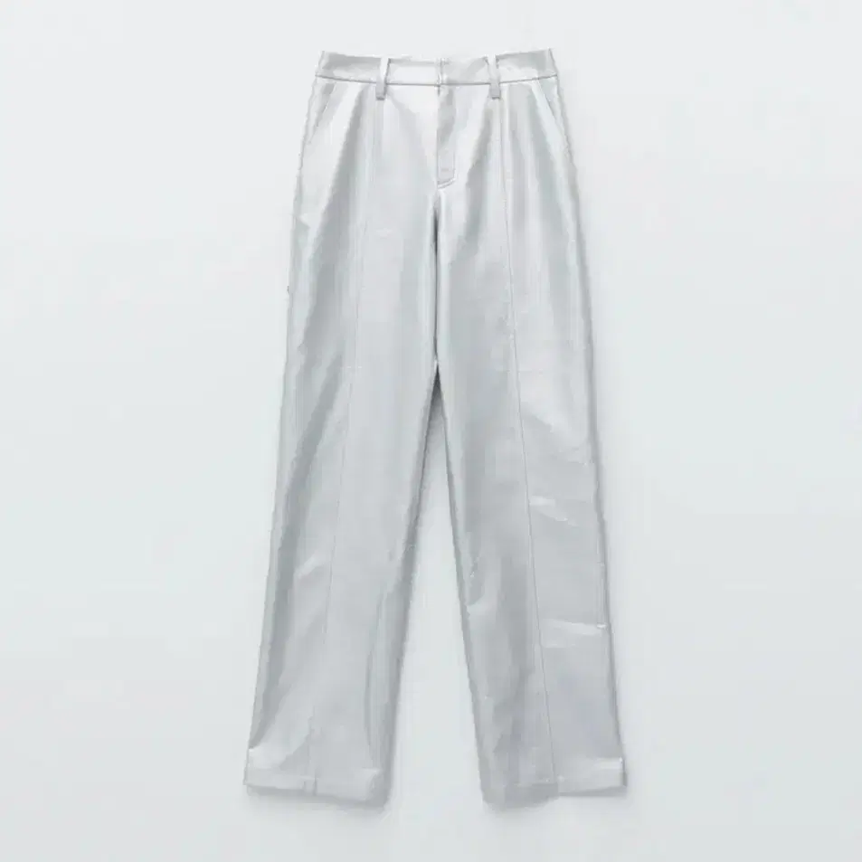 마뗑킴STITCH ECO LEATHER PANTS 실버 s