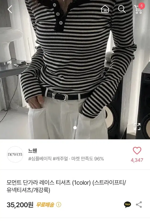 느웬 모먼트 단가라 레이스 티셔츠