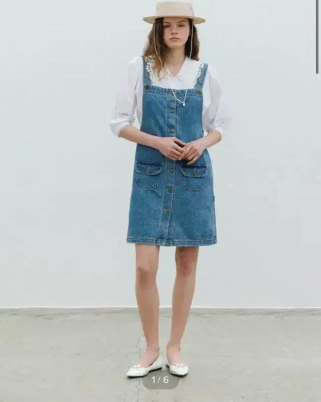 시엔느 Denim Suspender Dress (Blue) 멜빵청치마