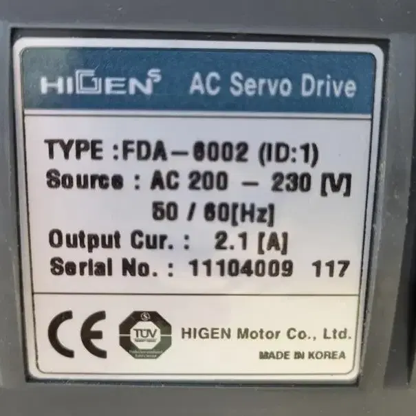 HIGEN AC 서보드라이브 FDA-6002 (ID:1).