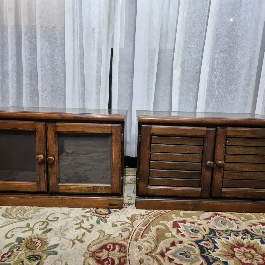 80S 빈티지 파인우드 수납장 2EA Timber Furniture