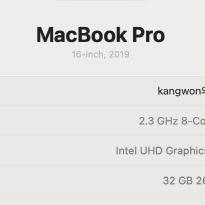 맥북프로 2019 16인치 i9, 32GB, VRAM 8GB, 1TB