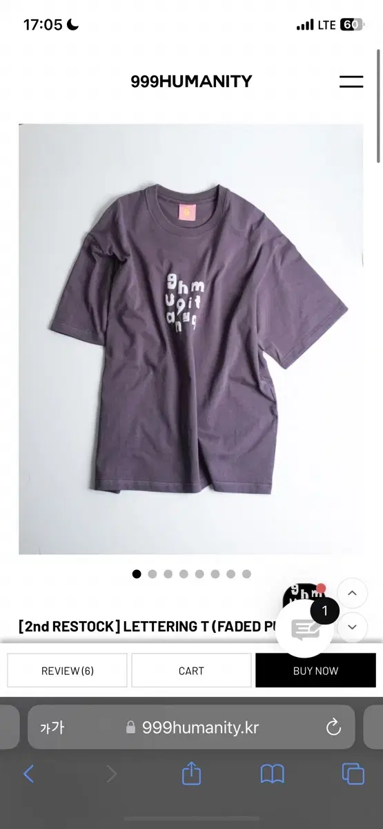 999 Humanity lettering t (faded purple) L