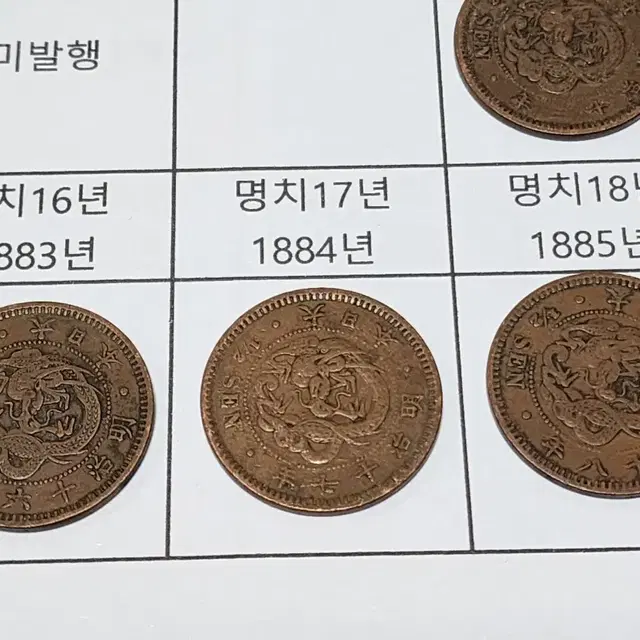 명치시대 (1873~1888년 발행) 년도별 용반전 14개 일괄