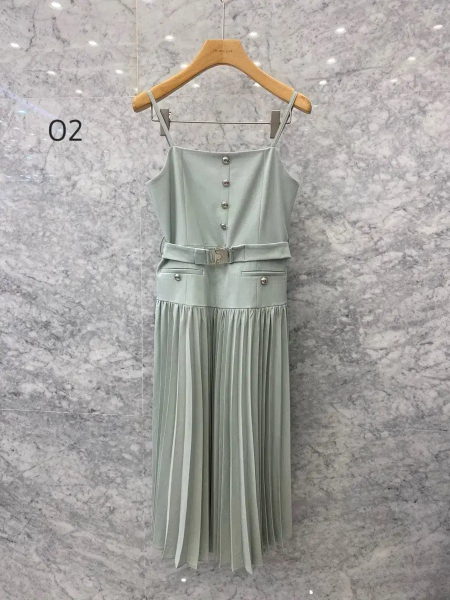 JS New York Style New Arrival Sale (same-day shipping) Sold out Pleated Belt Set Nashi Long One-piece Dress