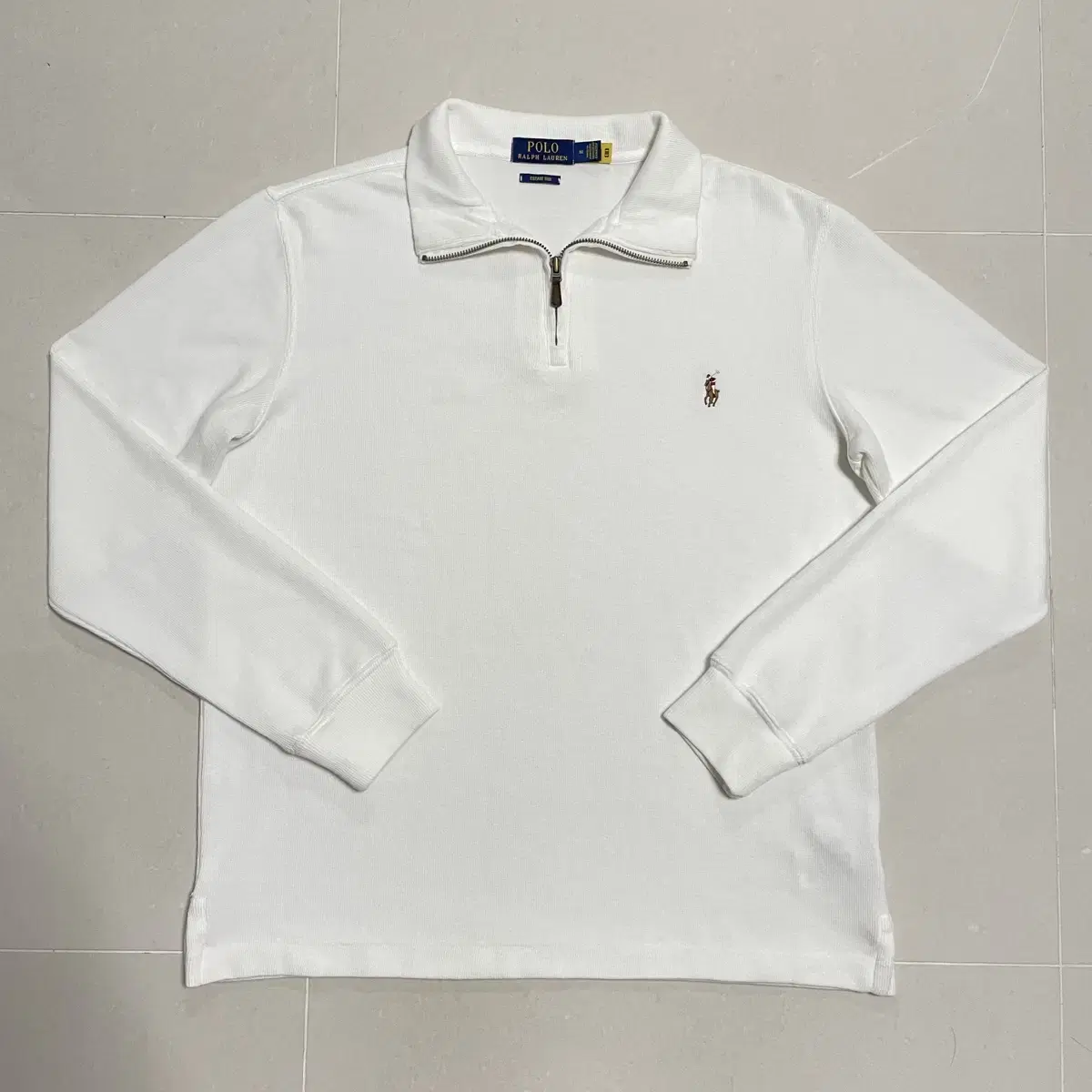 Genuine Polo Ralph Lauren new QR label white semi-zip cotton knit