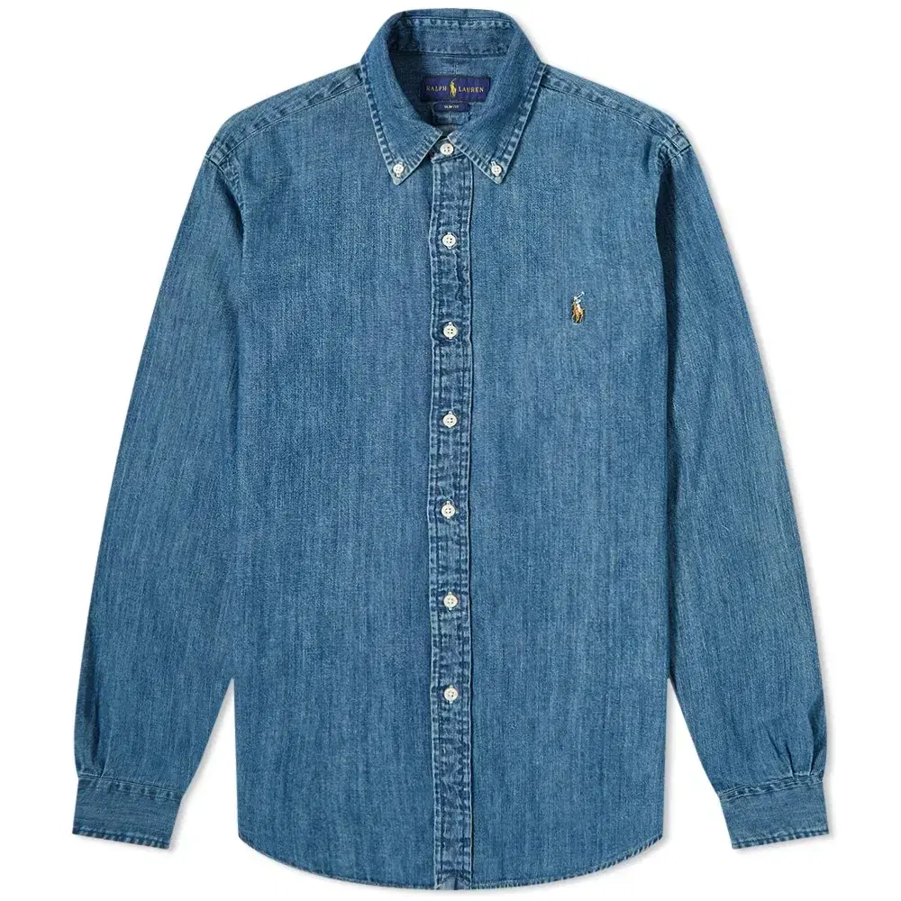 [NEW, clS] Polo Ralph Lauren New Classic Fit Mid Blue Chambray Denim Shirt