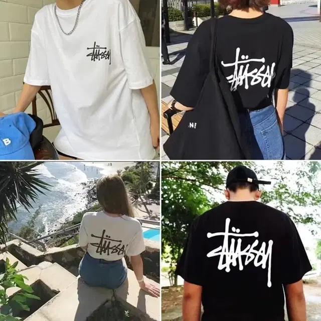 새상품 정품 stussy스투시 로고 화이트,블랙 전사이즈