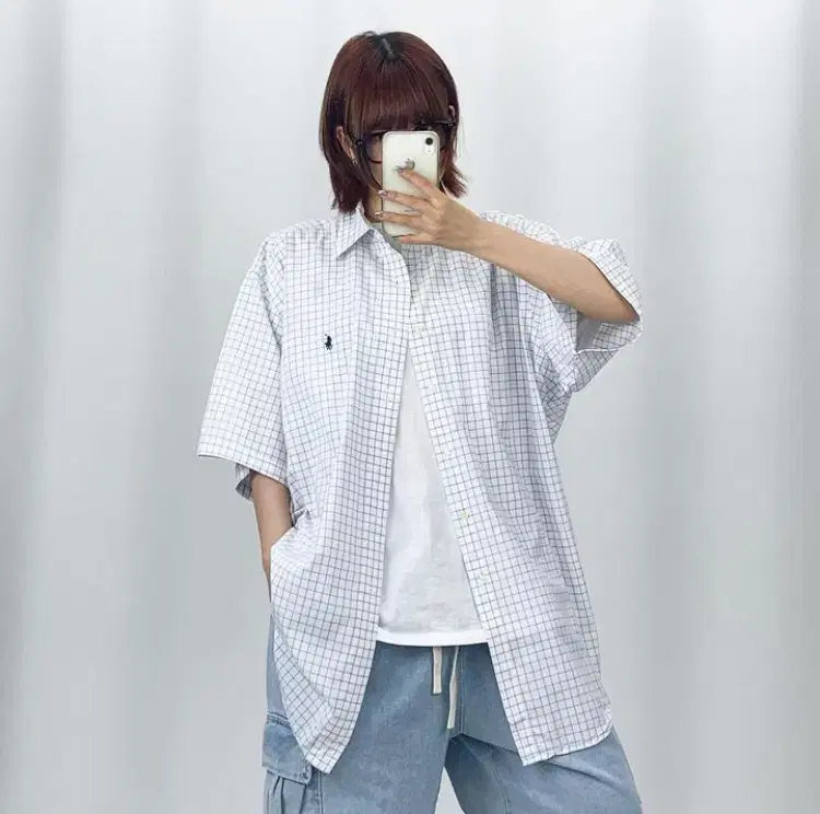 [3XL]Polo White Check Short Sleeve Shirt CH5498