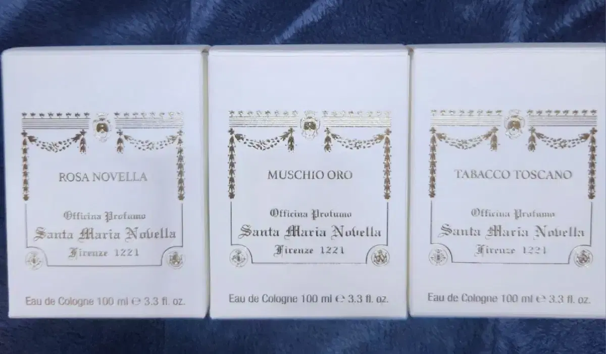 Unsealed Santa Maria Novella Rosa Novella, Muscio Oro, Tabacotoscano 100ml