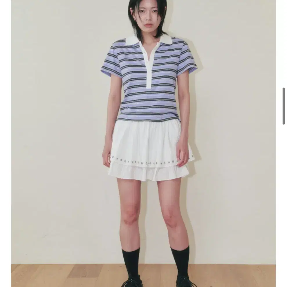 플리즈프로젝트) BORDER STRIPE PK T-SHIRT, PURPL