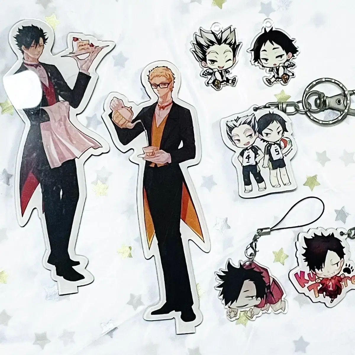 Haikyuu unofficial goods Kuroo Tsukishima Bokuto Akaashi keyring acrylic stand