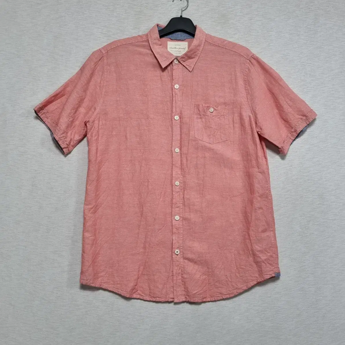 Waterproof linen short sleeve shirt Men105ㅡ0717