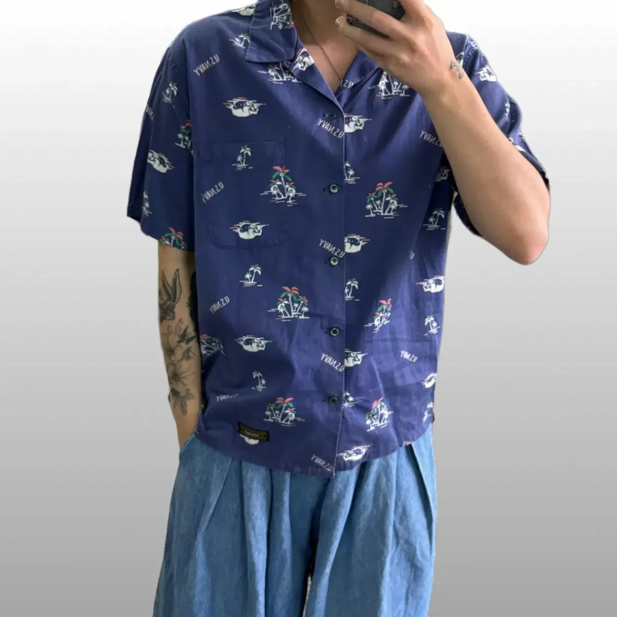 100 L Espionage Navy Hawaiian shirt