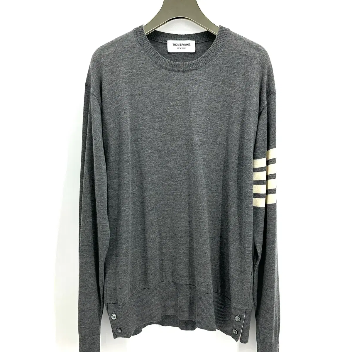 (4) Thom Browne Diagonal Armband Long Sleeve Wool Knit