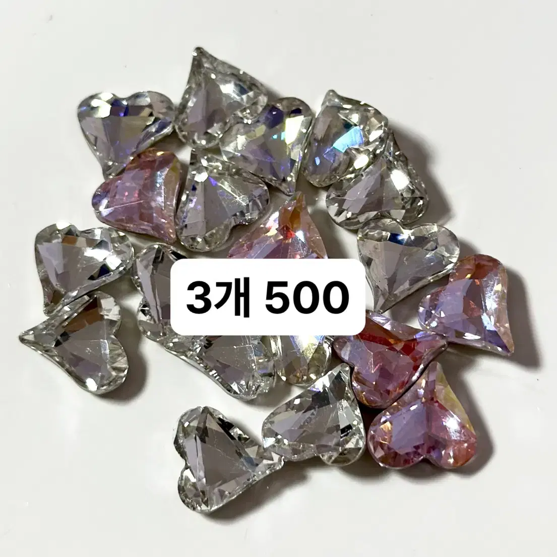 3개 500 3색상 12x13mm 하트 네일 파츠 네일 스톤