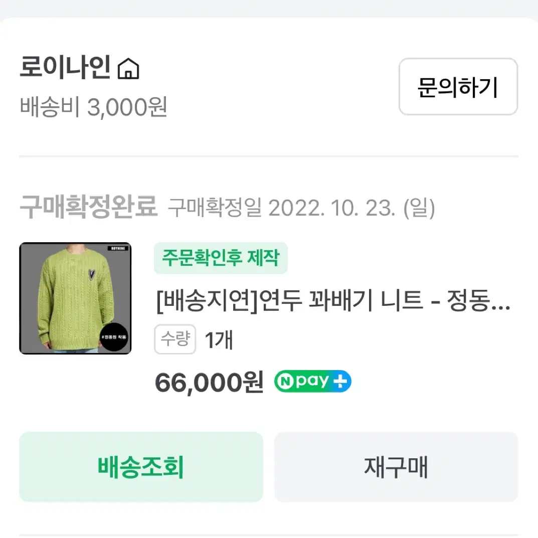 로이나인 연두색 니트