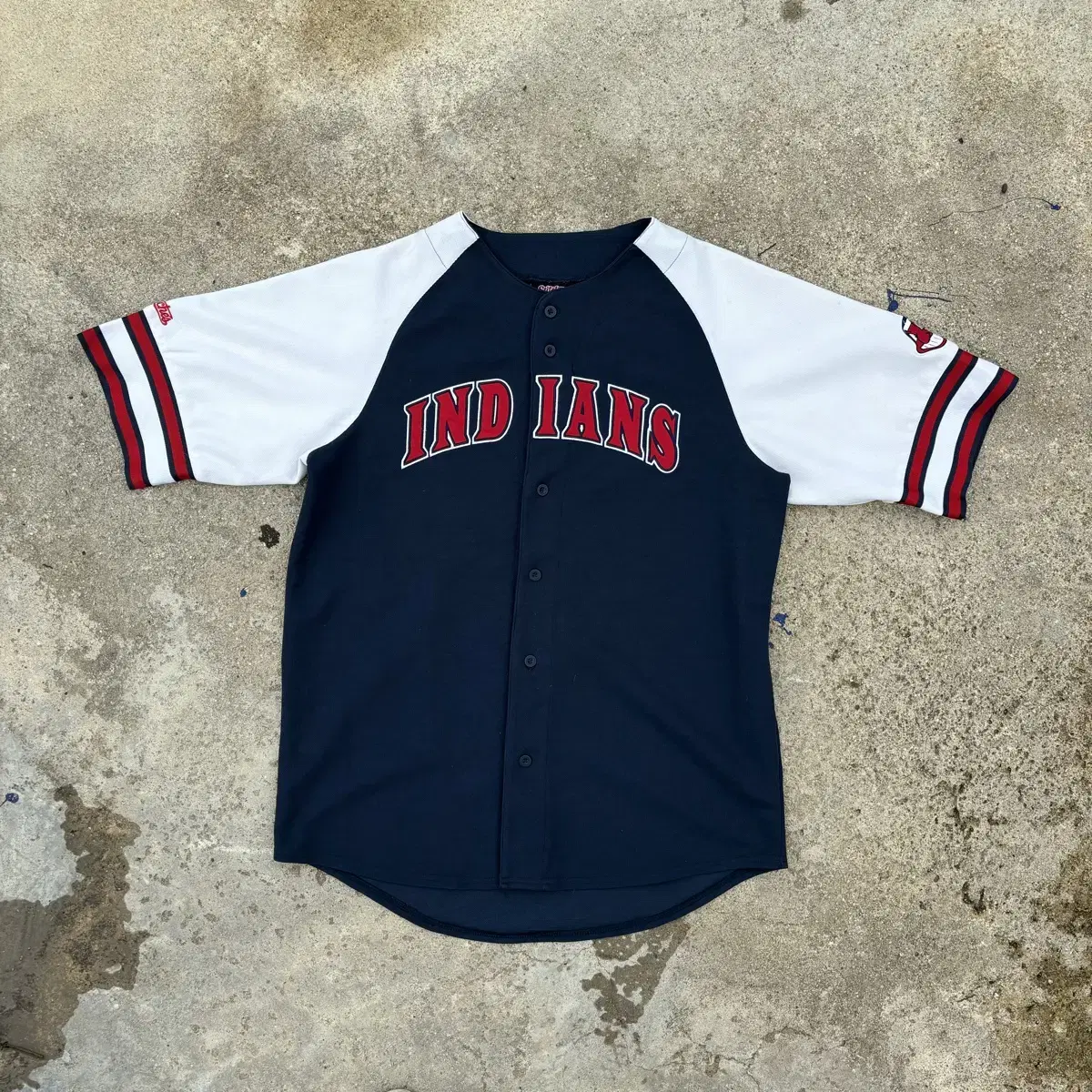 Stitched Athletic Indians Baseball Jersey L