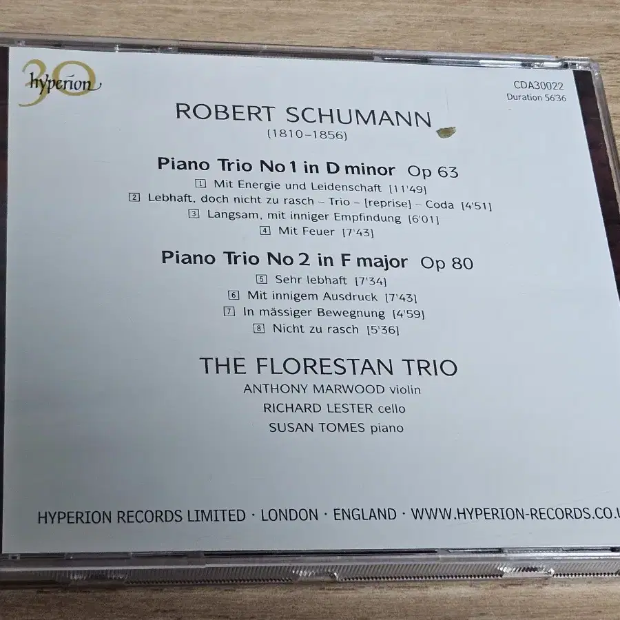 Schumann: Piano Trio. The Florestan Trio