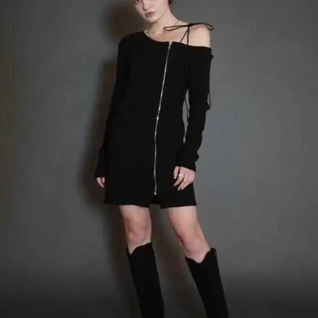 벨리아르 미니 원피스 one shoulder zipper dress